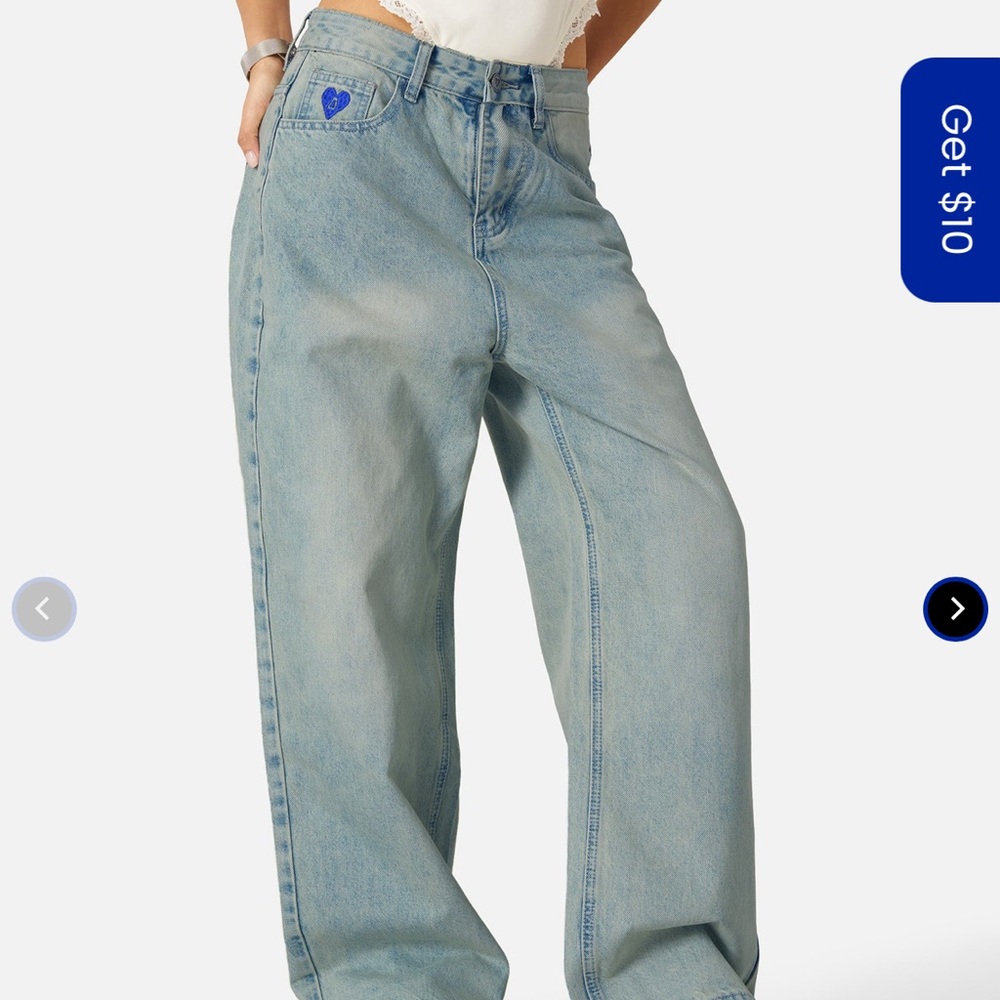 Aelfric Eden Light Blue Wide Leg Jeans with Blue Heart Detail